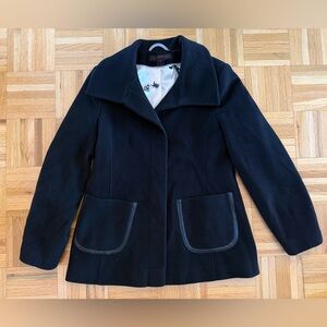 Via Spiga Wool and Cashmere Black Short Pea Coat sz 10